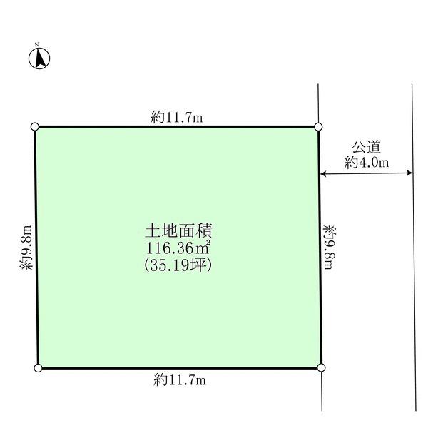 Compartment figure. Land price 39,900,000 yen, Land area 116.36 sq m