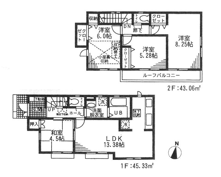 Floor plan. (1 Building), Price 59,800,000 yen, 4LDK, Land area 115.28 sq m , Building area 88.39 sq m