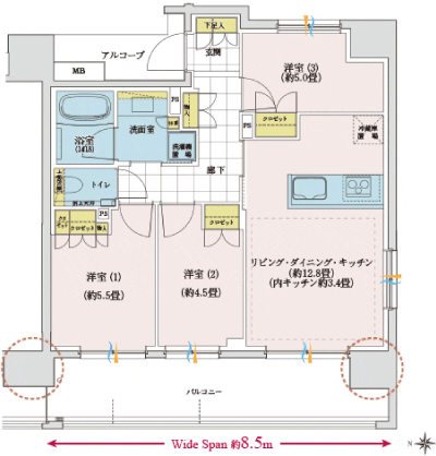 Floor: 3LDK, occupied area: 64.35 sq m, Price: TBD