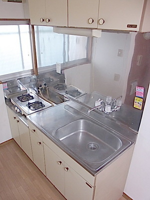 Kitchen. Two-burner gas stove installed already kitchen