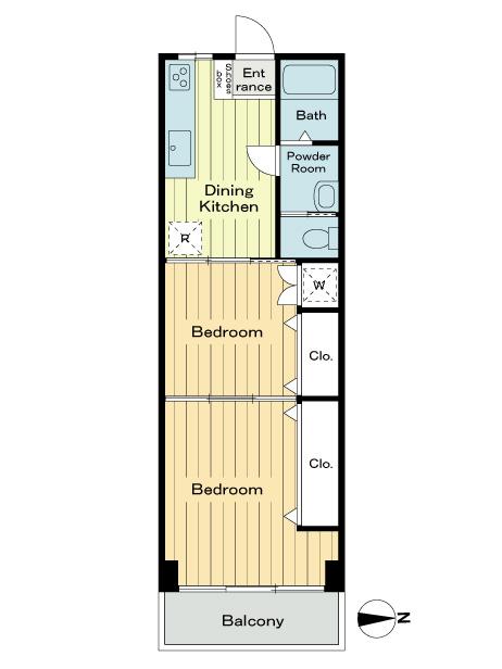 Floor plan. 2DK, Price 12.8 million yen, Occupied area 36.77 sq m , Balcony area 4.68 sq m