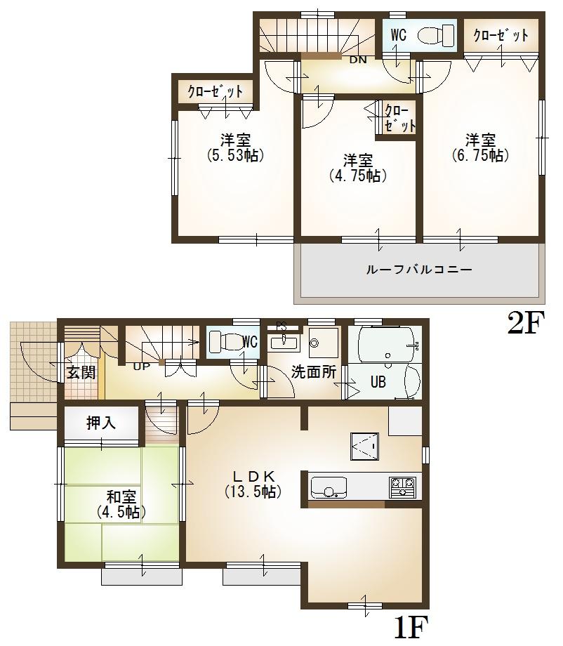 Floor plan. 45,800,000 yen, 4LDK, Land area 107.6 sq m , Building area 85.7 sq m