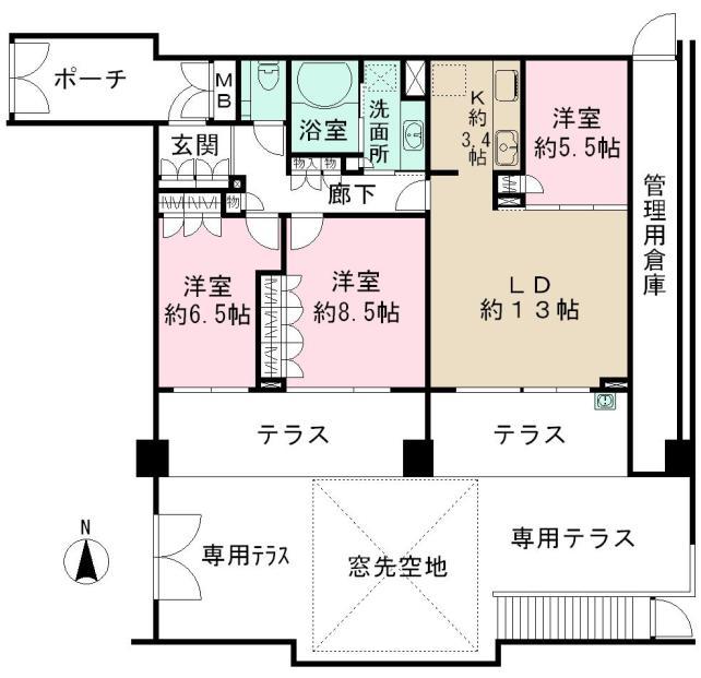 Floor plan. 3LDK, Price 49,800,000 yen, Footprint 83.8 sq m
