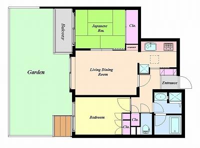 Floor plan. 2LDK, Price 26,800,000 yen, Occupied area 57.49 sq m , Balcony area 4.5 sq m
