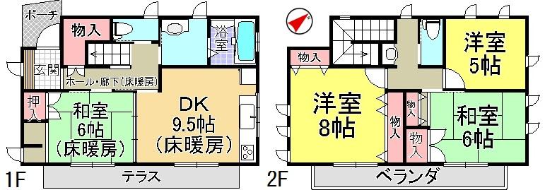 Floor plan. 64,800,000 yen, 4LDK, Land area 123.69 sq m , Building area 98.62 sq m