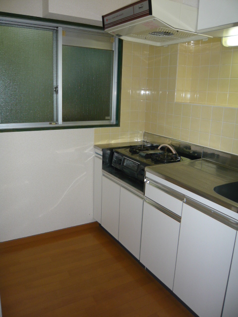 Kitchen. With window, Stove is left behind products