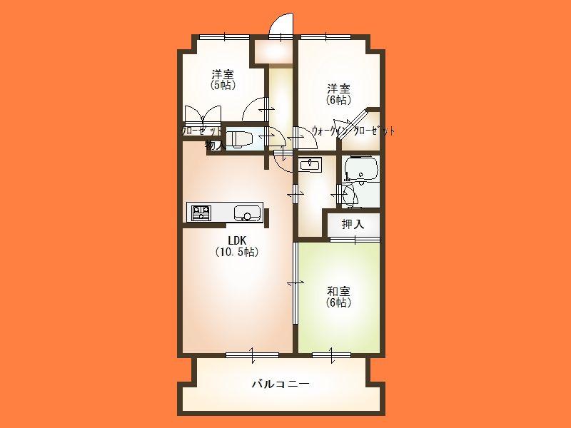 Floor plan. 3LDK, Price 18.5 million yen, Occupied area 65.19 sq m , Balcony area 13 sq m Floor