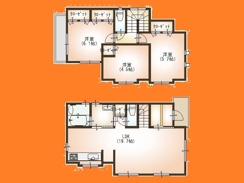 Floor plan. 25,800,000 yen, 3LDK, Land area 105.12 sq m , Building area 81.66 sq m Floor