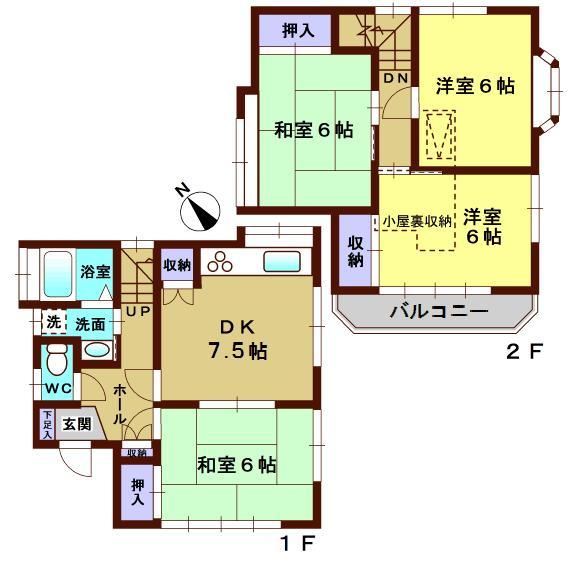 Floor plan. 15.3 million yen, 4DK, Land area 124.02 sq m , Building area 74.36 sq m