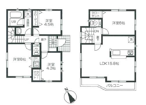 Floor plan. 24,800,000 yen, 4LDK, Land area 147.08 sq m , Building area 84.63 sq m