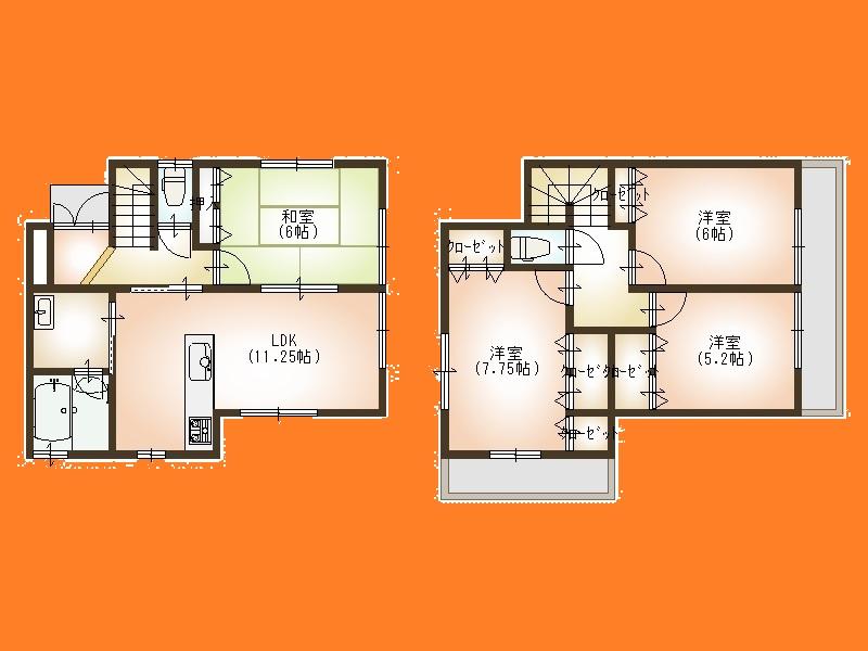 Floor plan. 25,800,000 yen, 4LDK, Land area 110.61 sq m , Building area 88.12 sq m Floor