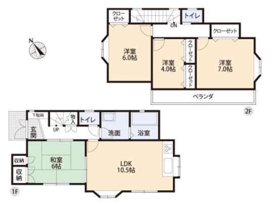 Floor plan. 25,800,000 yen, 4LDK, Land area 110.6 sq m , Building area 84.27 sq m floor plan