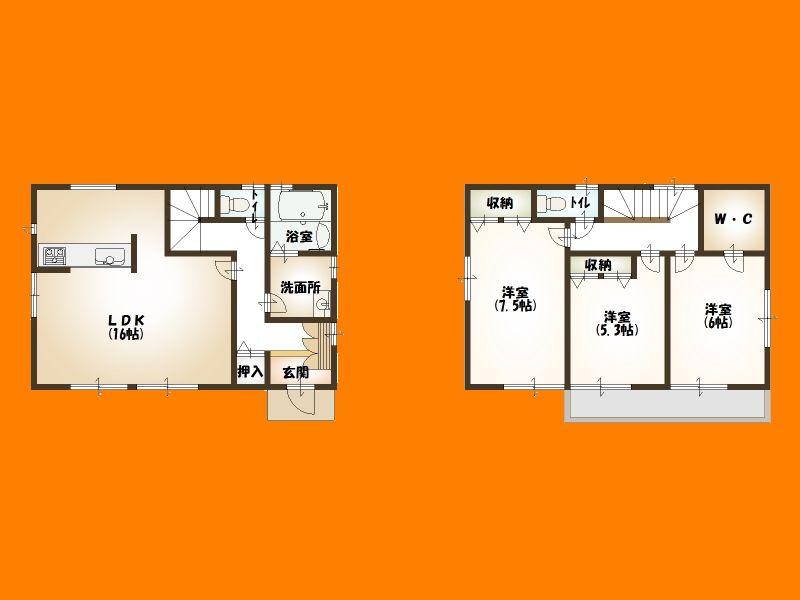 Floor plan. 23,300,000 yen, 3LDK, Land area 119.33 sq m , Building area 89.42 sq m 2 Building floor plan