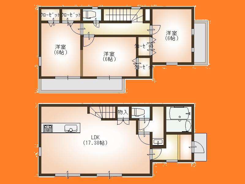 Floor plan. 23.8 million yen, 3LDK, Land area 110 sq m , Building area 85.92 sq m Floor