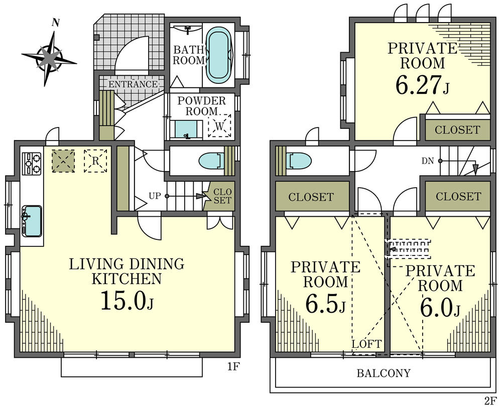 Floor plan. (Building 2), Price 27,800,000 yen, 3LDK, Land area 104.42 sq m , Building area 80.99 sq m