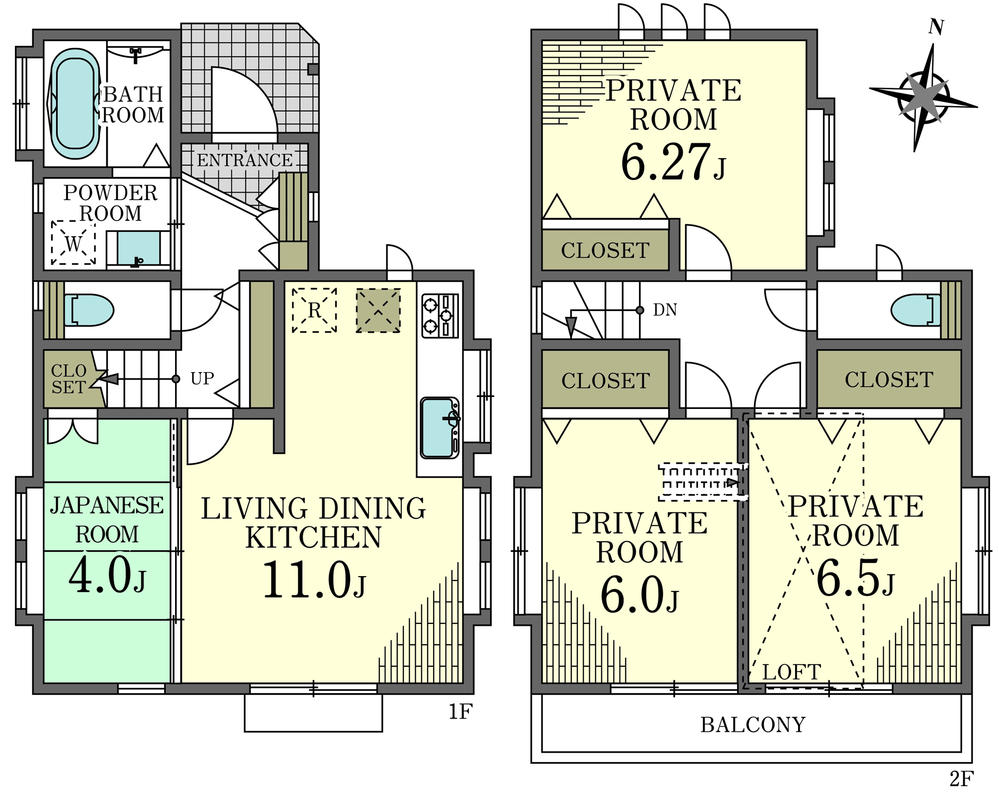 Floor plan. (1 Building), Price 27,800,000 yen, 4LDK, Land area 104.41 sq m , Building area 80.99 sq m