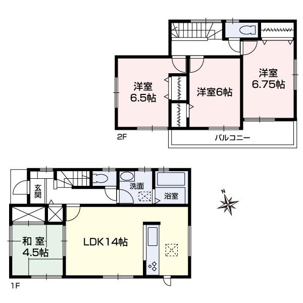 Floor plan. (1 Building), Price 31,800,000 yen, 4LDK, Land area 161.03 sq m , Building area 91.49 sq m