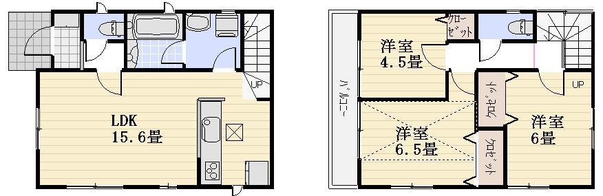 Floor plan. 26,800,000 yen, 3LDK, Land area 101.43 sq m , 3LDK of building area 76.95 sq m LDK15.6 Pledge