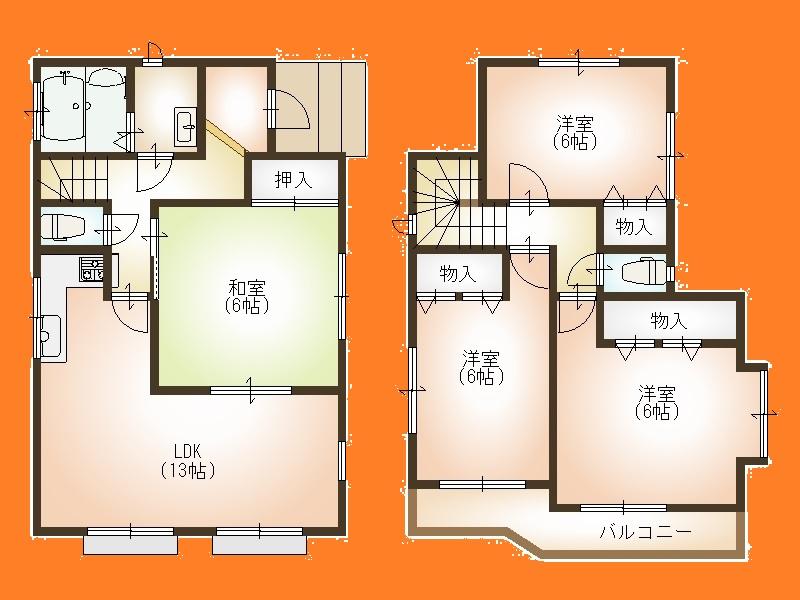 Floor plan. 22,800,000 yen, 4LDK, Land area 110.09 sq m , Building area 89.22 sq m Floor