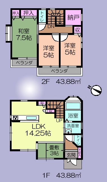 Floor plan. 26,800,000 yen, 3LDK + S (storeroom), Land area 110.59 sq m , Building area 87.76 sq m