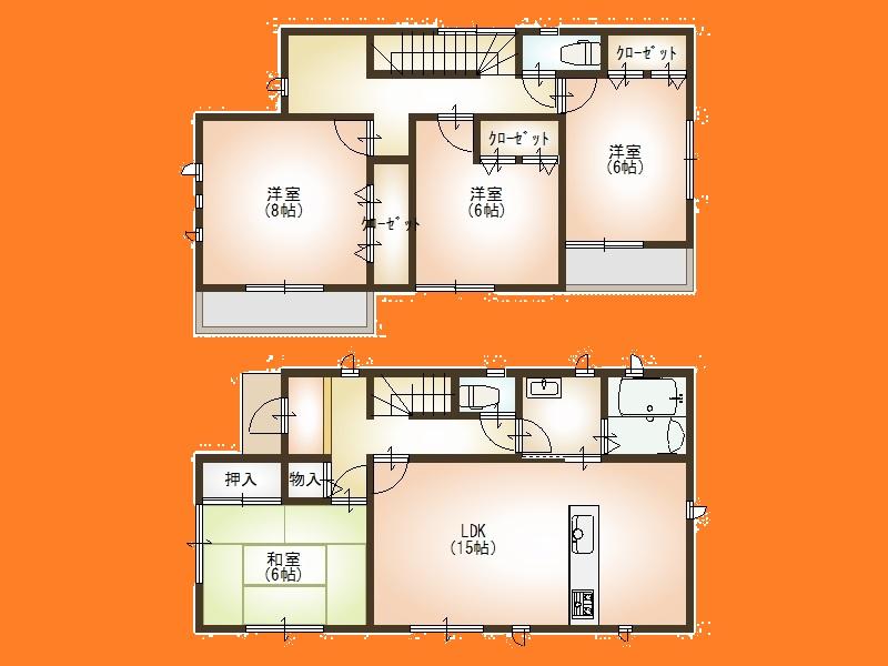 Floor plan. 26,800,000 yen, 4LDK, Land area 137.54 sq m , Building area 105.16 sq m Floor
