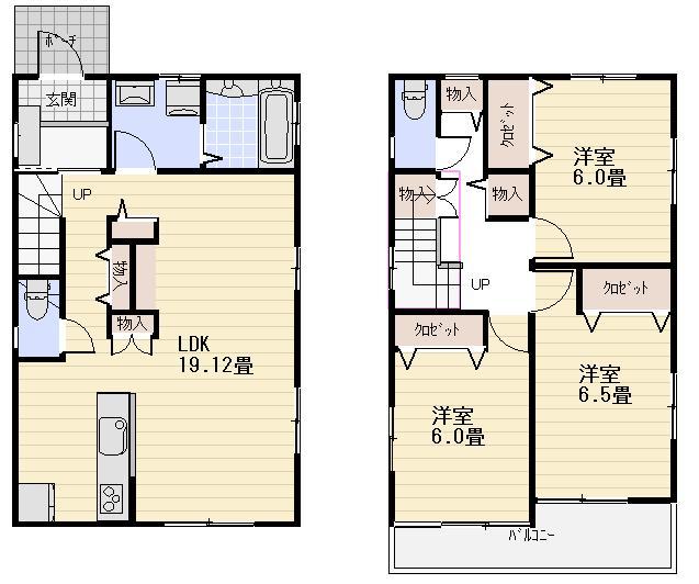 Floor plan. 29,800,000 yen, 3LDK, Land area 136.31 sq m , Building area 92.94 sq m ● 3LDK ● Car space parallel two PARKING