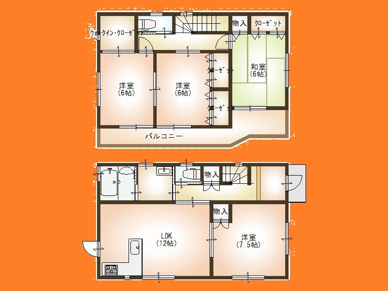 Floor plan. 24,800,000 yen, 4LDK, Land area 122.6 sq m , Building area 94.77 sq m Floor