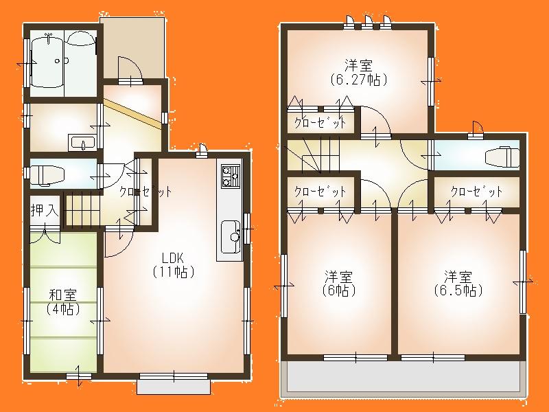 Floor plan. 27,800,000 yen, 4LDK, Land area 104.41 sq m , Building area 80.99 sq m Floor
