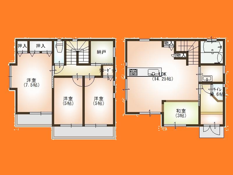 Floor plan. 26,800,000 yen, 3LDK + S (storeroom), Land area 110.59 sq m , Building area 87.76 sq m Floor