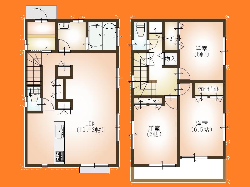 Floor plan. 29,800,000 yen, 3LDK, Land area 136.31 sq m , Building area 92.94 sq m Floor