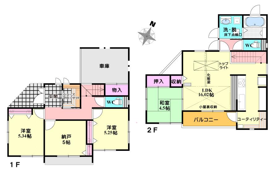 Floor plan. 25,800,000 yen, 4LDK, Land area 115.16 sq m , Building area 105.37 sq m   ◆ Zenshitsuminami direction!