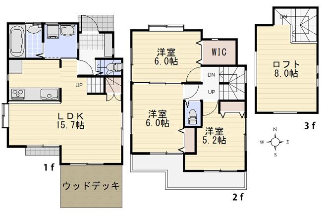 Floor plan. 25,800,000 yen, 3LDK, Land area 94.96 sq m , Building area 75.8 sq m