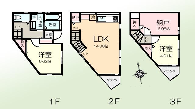 Floor plan. 51,800,000 yen, 2LDK + S (storeroom), Land area 46.91 sq m , Building area 76.33 sq m floor plan