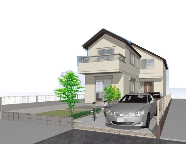 Rendering (appearance).  ※ C Building building Rendering ・  ・  ・ This Perth there are times when it actually a somewhat different in those that caused draw based on the drawings. It should be noted that the car in pictorial ・ bicycle ・ It shows the arrangement example for planting, Not included in the sale price.