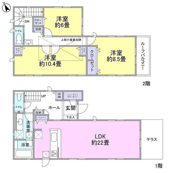 Floor plan. 62,800,000 yen, 3LDK, Land area 152.88 sq m , Building area 118.2 sq m