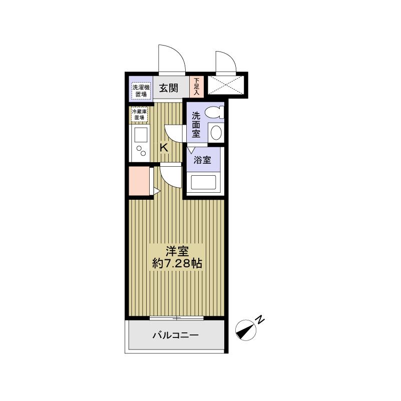 Floor plan. 1K, Price 23.8 million yen, Occupied area 22.92 sq m , Balcony area 3 sq m