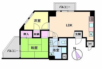 Floor plan. 2LDK, Price 29,800,000 yen, Footprint 51.8 sq m , Balcony area 8.76 sq m