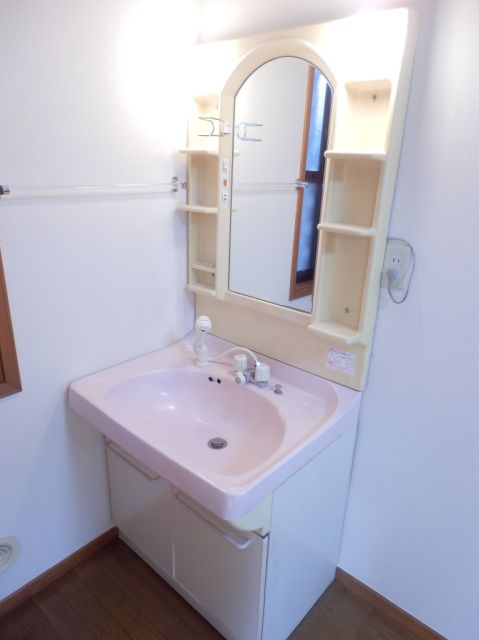 Washroom. Shower dresser with separate wash basin.