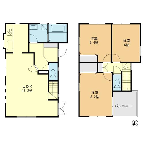 Floor plan. 55,800,000 yen, 3LDK, Land area 100 sq m , Building area 88.6 sq m