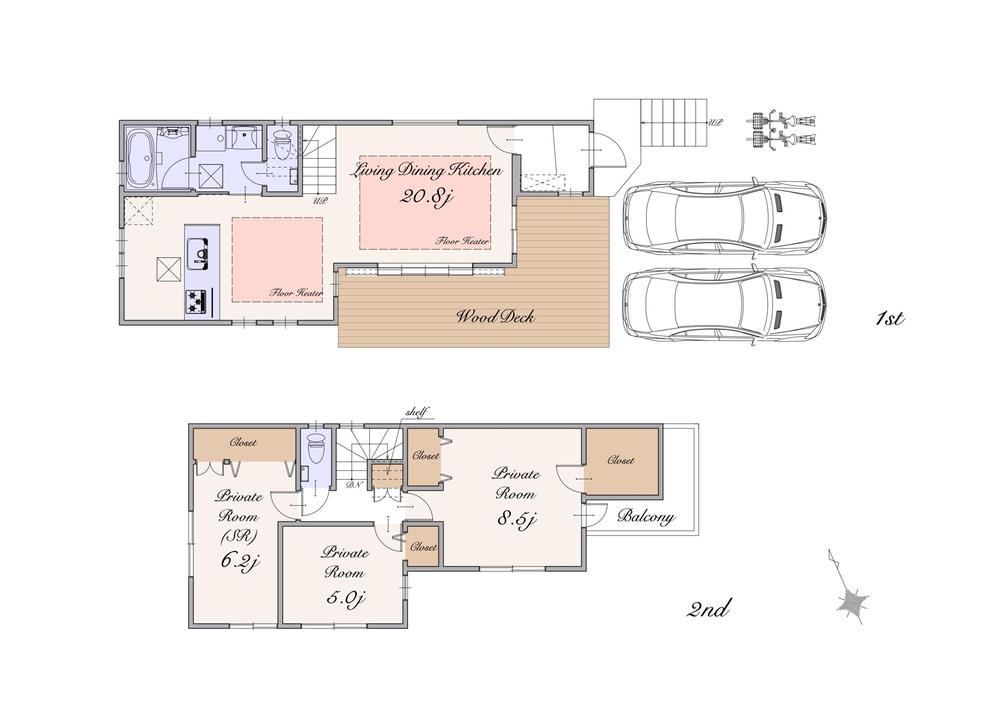 Floor plan. (D Building), Price 89,800,000 yen, 2LDK+S, Land area 120 sq m , Building area 95.94 sq m