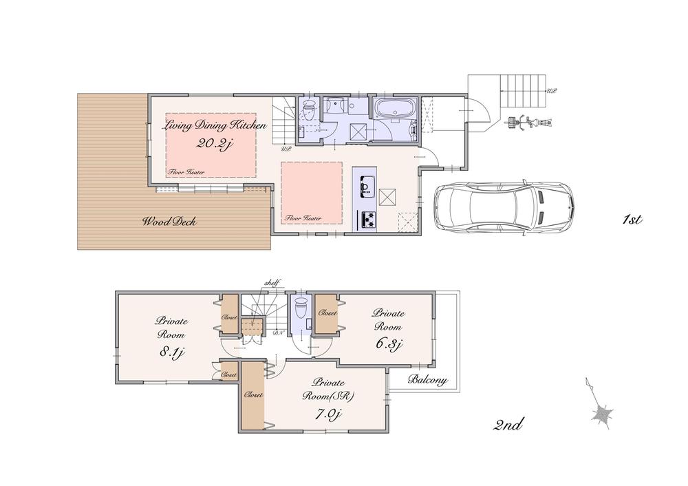 Floor plan. (C Building), Price 89,800,000 yen, 2LDK+S, Land area 120 sq m , Building area 95.94 sq m