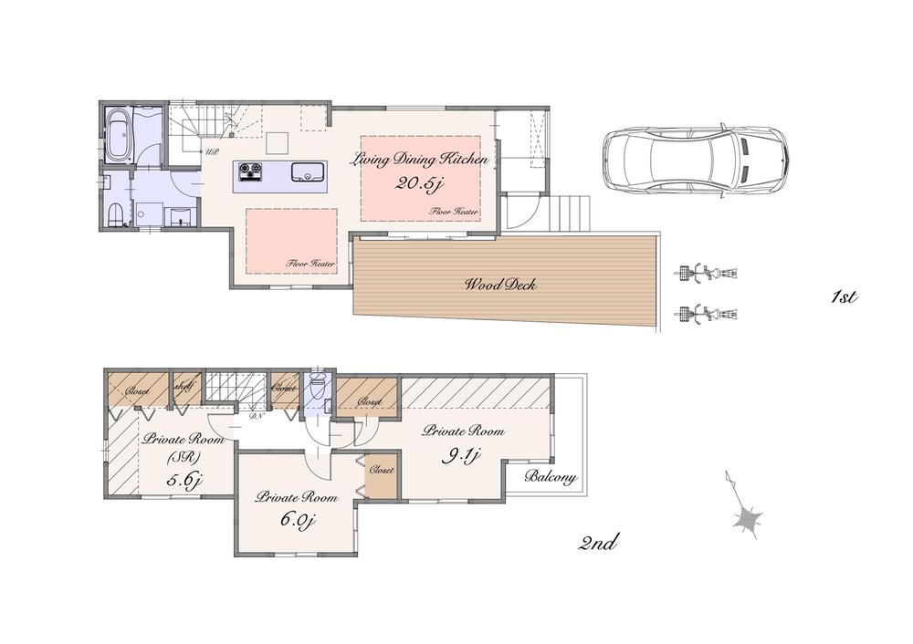 Floor plan. (A Building), Price 87,800,000 yen, 2LDK+S, Land area 120.03 sq m , Building area 95.42 sq m