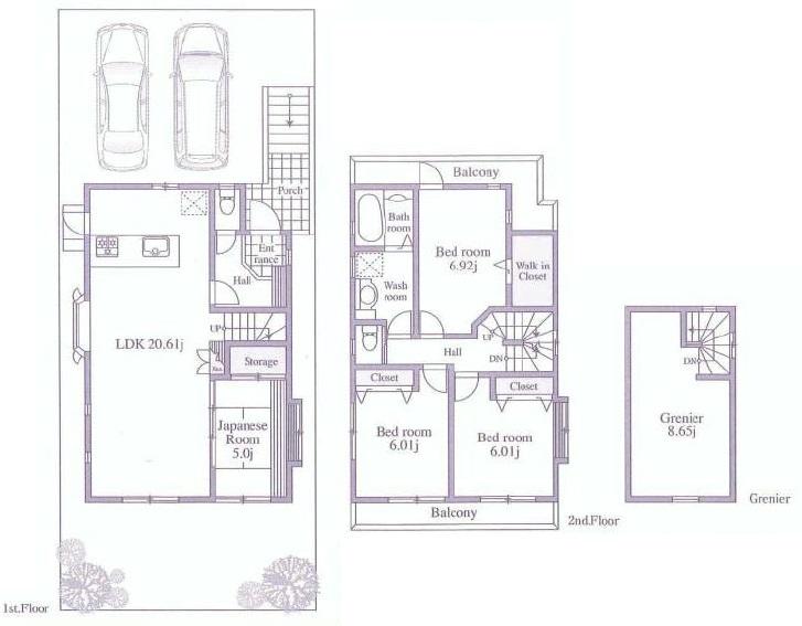Floor plan. 72,800,000 yen, 4LDK, Land area 132.62 sq m , Building area 106.04 sq m