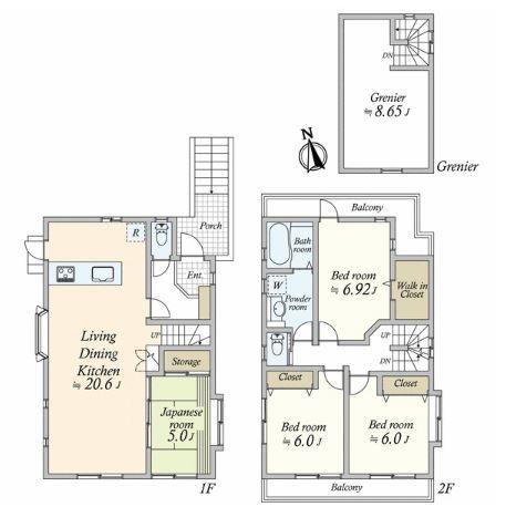 Floor plan. 75,800,000 yen, 4LDK, Land area 132.62 sq m , Building area 91.08 sq m