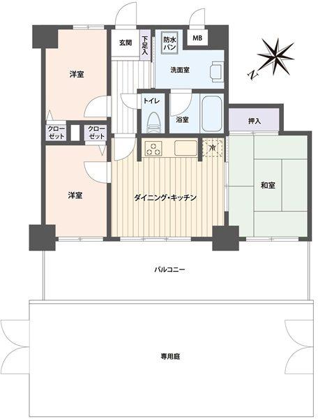 Floor plan. 3DK, Price 24,880,000 yen, Occupied area 50.69 sq m , Balcony area 7.6 sq m
