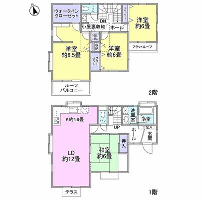 Floor plan. 4LDK KD Partial floor heating function with LD part woven for the ceiling, There is a sense of open