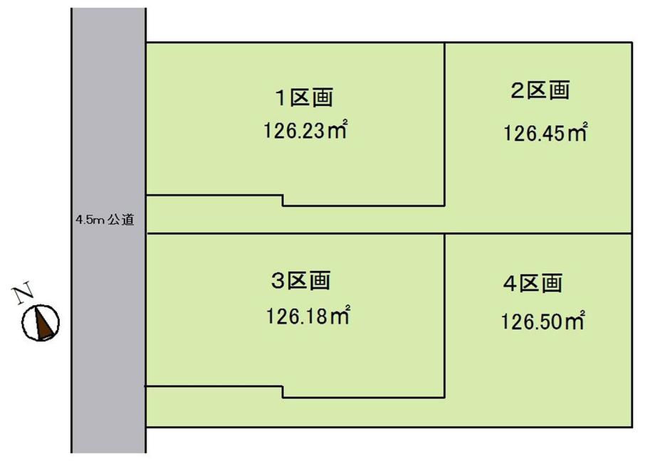 Compartment figure. Land price 74,800,000 yen, Land area 126.18 sq m 4 compartment