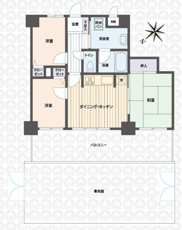Floor plan. 3DK, Price 25,980,000 yen, Occupied area 50.69 sq m , Balcony area 7.6 sq m private garden Yes
