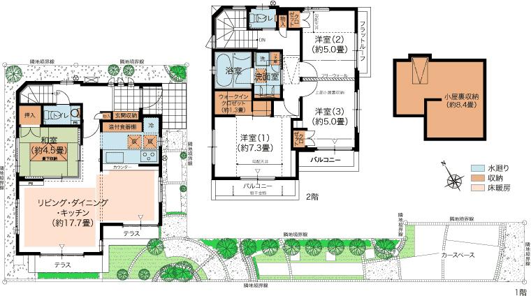 Other. No.9 / Floor: 4LDK / Price: 65,800,000 yen / Land area: 120.41 sq m  / Building area: 94.82 sq m . Large storage with a dwelling unit. Second floor Western-style is, It can widen the room according to the family members (paid) free Wall Specifications.