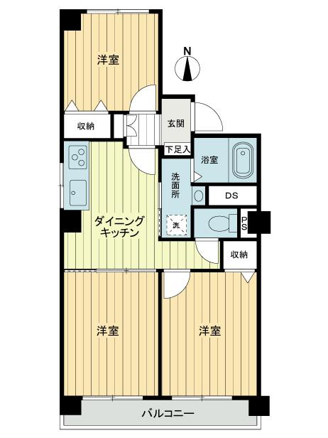 Floor plan. 3DK, Price 27,800,000 yen, Occupied area 51.17 sq m , Balcony area 5.01 sq m floor plan